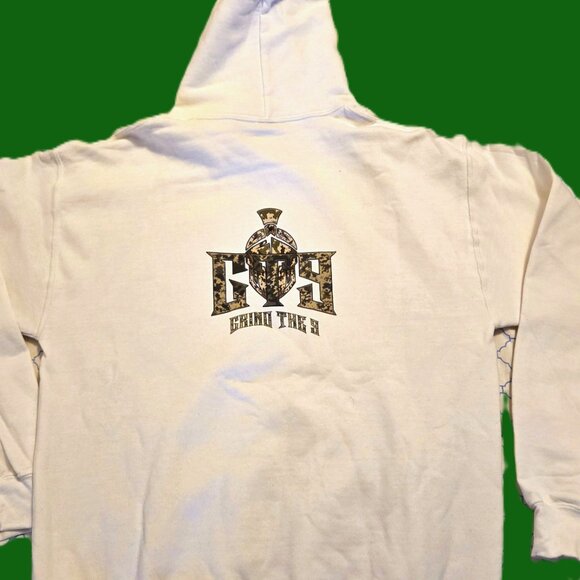 GT9 Men's / Unisex Streetwear White & Camo Logo Hoodie Sz. Med FITS LIKE A SMALL - Picture 3 of 6